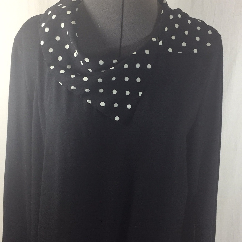 Nendu Long Sleeve Black w White Dots TunicSize XXL